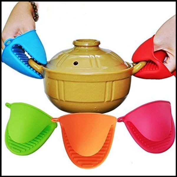 Silicone Pot Holder Heat Resistant, Oven Mitts Glove Cooking Pinch Grips Glove Hand Clip Convenient Pot Holder Kitchen Pot Holder Utensil Tool (Multicolor) – Set of-2 